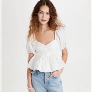 English Factory white puff sleeve top